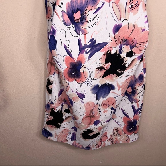 Maternity XL Pink Blush Brad Dress Short Sleeve Stretch Colorful Floral - Picture 8 of 12